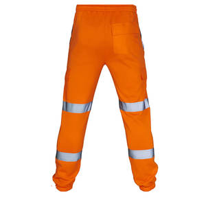 Men's Hi-visibility Casual <b>Work</b> Pants Reflective Safety Clothing With <b>Elastic</b> Waist Drawstring And Breathable Pockets - Product Image 5
