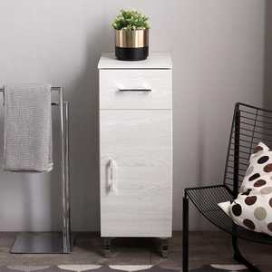 Mobile bagno da terra Koricini Ravenna 30cm in rovere bianco con anta e cassetto - Product Image 1