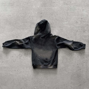 Distressed Denim Zip-Up Hoodie for <b>Men</b> Wholesale Distressed <b>Ripped</b> Hoodies Gems <b>Jean</b> Pant <b>Men's</b> Sweatshirt Capucha De Soldador - Product Image 5