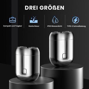 Afeitadora Eléctrica Portátil Gris Mini para Hombre, Impermeable IPX7 con Doble Cuchilla, Funciones de Limpieza Profunda, Fuente de Alimentación USB - Product Image 6