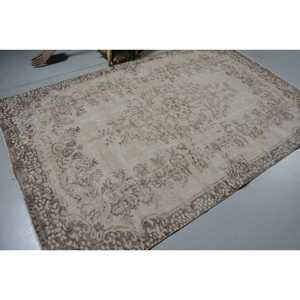 Alfombra Turca Vintage, Alfombra de 5.6x8.5 pies, Alfombra Grande con Diseño Floral Marrón - Product Image 2