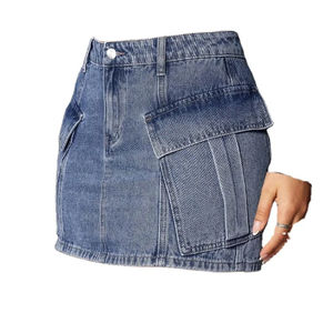 Bas en jean taille haute pour femme, tissu fin d'été, détail bouton métallique, vêtement long élégant, boutique de vêtements - Product Image 4