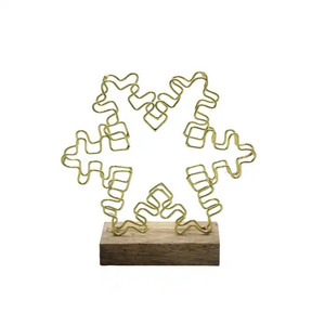 Handicrafts Decorative Iron Star with Wooden Base <b>Brass</b> Plating Finished Christmas Decorations Wholesale in Bulk - Product Image 3