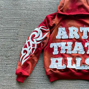 Sudadera con capucha de parche de socorro para hombre superventas en línea/Sudadera con capucha de parche de socorro para hombre de nuevo diseño de alta calidad 100% - Product Image 3