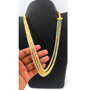 Collier de perles lisses rondes en opale éthiopienne naturelle, 3-4mm, 3 couches, pierres précieuses faites à la main, collier de perles en opale welo - Product Image 6