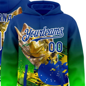 เสื้อมีฮู้ดสไตล์รอยัลนีออนสีเขียว3D สีเขียวล้วนสำหรับฤดูหนาว - Product Image 2