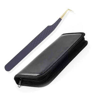 Pinces à épiler professionnelles antistatiques durables en acier inoxydable pour extensions de cils avec emballage et logo personnalisables - Product Image 3