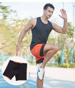 Pantalones cortos deportivos 2 en 1 con puntos reflectantes para hombre, logotipo personalizado, nailon, transpirable, de secado rápido, para gimnasio, correr, envío DDP - Product Image 3