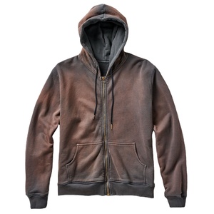Blanc uni personnalisé lavé à l'acide surdimensionné lourd fermeture éclair sweats à capuche 100% coton français éponge couleur unie Streetwear pour hommes - Product Image 1