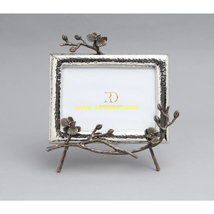Silver Hammered <b>Photo</b> <b>Frame</b> with Bronze Floral Branch Design Elegant Decorative Picture <b>Frame</b> for Home Office and <b>Gifting</b> - Product Image 6