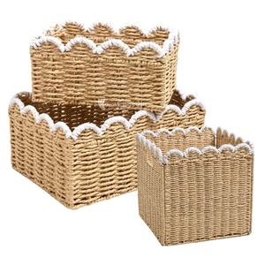 Panier de rangement en paille tressée écologique, paniers de rangement en paille personnalisés OEM ODM pour l'organisation du placard, accessoires de salle de bain, décoration intérieure - Product Image 4