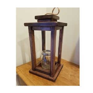 เชิงเทียนแก้วที่ตั้งโชว์บนโต๊ะโคมไฟตกแต่งงานฝีมือไม้ทำด้วยมือโคมไฟคริสต์มาสทำจากไม้ธรรมชาติพร้อมที่จับเชือก - Product Image 3