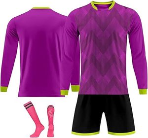 Camiseta personalizada, camiseta de fútbol NameNumberLogo personalizada, camiseta de portero de fútbol personalizada de manga larga con cuello redondo - Product Image 1