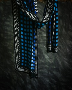 Vente en gros Nouveau Design Bleu Feuille Soie Chanson Brocart Fait Main Lin Châles Inde De Luxe Motif À Carreaux Instant Fournisseur Indien En Vrac - Product Image 3