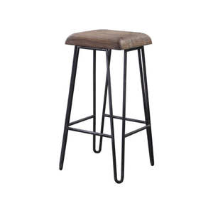 Tabouret de bar moderne noir avec cadre plaqué or, acier et cuir, pour extérieur, atelier, école, salon, hôtel, usage commercial - Product Image 5