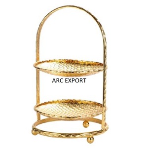 Soporte de pastel de decoración de 2 niveles de diseñador de lujo, soporte de pastel grande blanco y dorado para fiestas de boda, soporte decorativo de pastel - Product Image 4