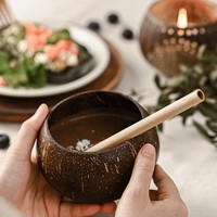 Tasse en coquille de noix de coco compostable écologique bol en coco naturel tasses pour glace et service de nourriture expédition accepter