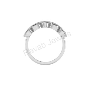 Anillo de media eternidad con bisel de marquesa en blanco de Plata de Ley 925 auténtica, bueno para cenizas, relleno de resina, joyería DIY para leche materna - Product Image 6