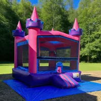 Château gonflable commercial Princesse rose et violet pour anniversaires, garderies, événements intérieurs et location