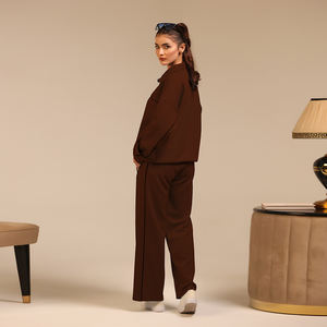 Ensemble assorti classique et confortable pour femmes Wida Sports avec option de logo personnalisé, marron foncé, article en vente, vente flash - Product Image 4