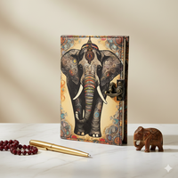 New Era Elefanten-Print Echtleder A5 Fadenheftung Hardcover-Tagebuch Vintage-Notizbuch mit Büttenrand aus Baumwolle