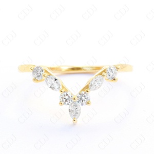 แหวนแต่งงานทรงรังนกสีทอง14K แบบโค้ง0.31CTW เพชรมอยส์ซอไนท์แบบปรับแต่งได้ตามต้องการความใสระดับ VVS - Product Image 6