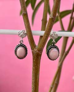 Boucles d'oreilles en argent sterling 925 avec opale rose, fabrication artisanale, magnifiques bijoux pour femmes, bijoux en argent - Product Image 2