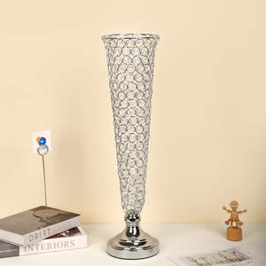 Jarrón de Piso de Cristal y Metal para Bodas, Diseño Cónico Alto, para Hoteles, Banquetes, Salones de Eventos, Decoración de Interiores, Exhibición, Soportes Decorativos - Product Image 3