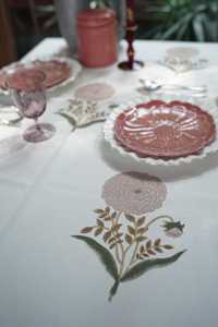 Nappe imprimée de bloc de main indien, nappes imprimées de bloc bleu, nappe de toile bleue de rectangle de longueur de plancher, couverture bleue - Product Image 6