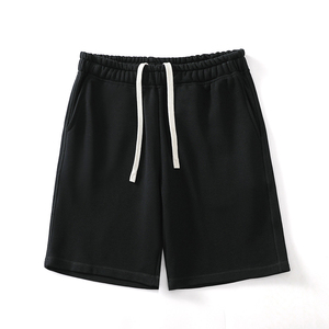 Shorts en coton uni pour homme, taille élastique avec cordon de serrage, décontractés, respirants, style Bermuda - Product Image 4