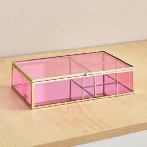 Boîte à bijoux élégante rose transparente moderne, organisateur de rangement idéal pour bagues, colliers, bracelets ou petits accessoires - Product Image 3