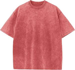 Camiseta de manga corta lavada con ácido transpirable con aspecto desteñido vintage Tela de algodón suave y cómoda y ajuste holgado de gran tamaño - Product Image 4