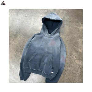Ensemble jogging et sweat à capuche unisexe en molleton 100 % coton délavé à l'acide pour homme, avec logo personnalisé sur le devant, survêtement d'hiver léger de haute qualité - Product Image 4