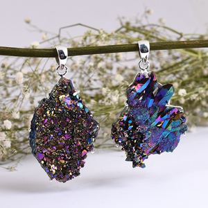 Pendentif Druzy en titane, pierre précieuse naturelle, or jaune, argent Sterling 925, bijoux faits à la main, cadeau pour elle, bijoux en gros - Product Image 5