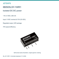 Konverter DC-DC 5V 200mA Teratur IB0505LSY-1WR1, Modul SIP Terisolasi 1W dengan Input 4.75-5.25V