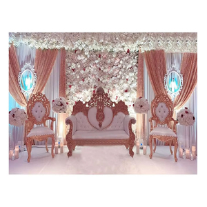 Ensemble de mobilier design pour mariage moderne Londres Ensemble de canapés maharaja pour scène de mariage Dernier ensemble de canapés de mariage en bois sculpté - Product Image 1