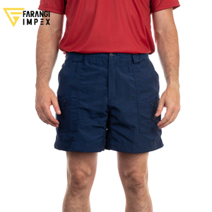 Nuevos Shorts de Pesca de Secado Rápido para Hombre, Diseño Personalizado con Estampado de Peces Grises, Color Sólido Azul Marino, Tejido de Punto, Estilo Board Short - Product Image 1