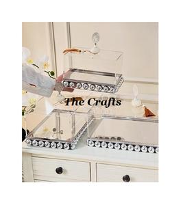 Plateau en marbre blanc de la meilleure conception avec dôme en verre, vaisselle pour servir des aliments, des collations, plateau et dôme - Product Image 5