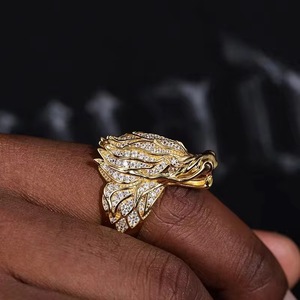 Premium 2 Ct Hip Hop Dragon Head <b>Ring</b> <b>For</b> <b>Men</b> Iced Out Gold Finish Zircon Statement Jewelry Round Cut Wholesale Supplier - Product Image 3