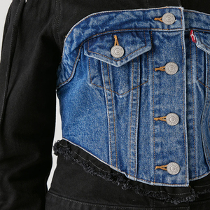 แจ็กเก็ตผ้ายีนส์ฤดูหนาวระบายได้ดีบุผ้าเดนิมทรูเก็ตยีนส์ทรงหลวมสำหรับผู้หญิงแจ็กเก็ตยีนส์แนวสตรีททูโทน - Product Image 6