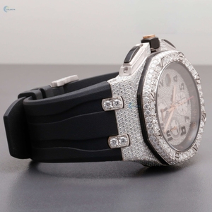 Bling Lab Grown Diamond Watch Bracelet en caoutchouc noir Design Montre Chronographe Cadran Montre Pour Lui - Product Image 2