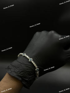 Elegante Pulsera de Tenis con Piedra de Moissanita Azul, Pulsera de Eslabones de Plata para Mujer, Joyería de Lujo con Apariencia de Diamante - Product Image 5