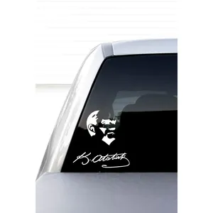 รูปลอก3D ไวนิลติดหน้าต่างสีขาวสำหรับรถยนต์และรถจักรยานยนต์สติกเกอร์ตกแต่งลาย Ataturk - Product Image 1