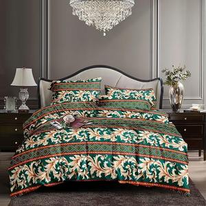 Ensemble de literie confortable moderne à fleurs de qualité supérieure 4 pièces |   Housse de couette et drap-housse 3D |   Remplissage en coton |   500TC |   Toute saison |   Eau - Product Image 4