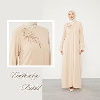 Ensemble Abaya Musulmane Tendance pour Femme, avec Magnifique Broderie de Pierres sur la Poitrine, Manches Longues, Burqa Personnalisée, Longueur Ras du Sol, Coupe Ample, en Soie Respirante