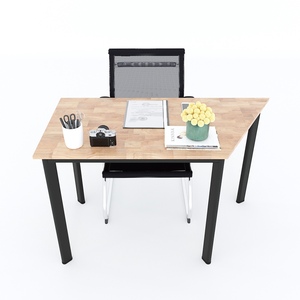 HBLG024 Minimalist Square Trapezoid <b>Table</b> 120x60cm <b>Foldable</b> Rubber Wood with Oval Iron <b>Legs</b> for Courtyard Kitchen Hospital - Product Image 2