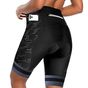 Cuissard de cyclisme ajusté pour femme, noir, avec poche, séchage rapide, en Spandex et Nylon, pour le sport en extérieur - Product Image 5