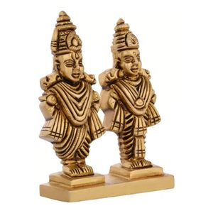 Brass Vitthal Rukmani ji 3.2 Inch Golden Idol Murti Home Decorative Metal <b>Craft</b> Showpiece - Product Image 4