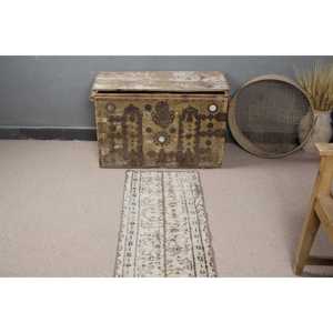 Tapis turc 1,5x3,9 pieds, petit tapis vintage, tapis blanc à fleurs - Product Image 4