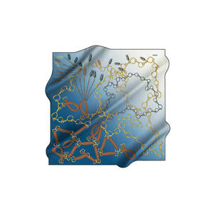 Vintage Designer Silk Scarf-Long Blue Polyester Crepe Satin Square with Chain Pattern - Product Image 1